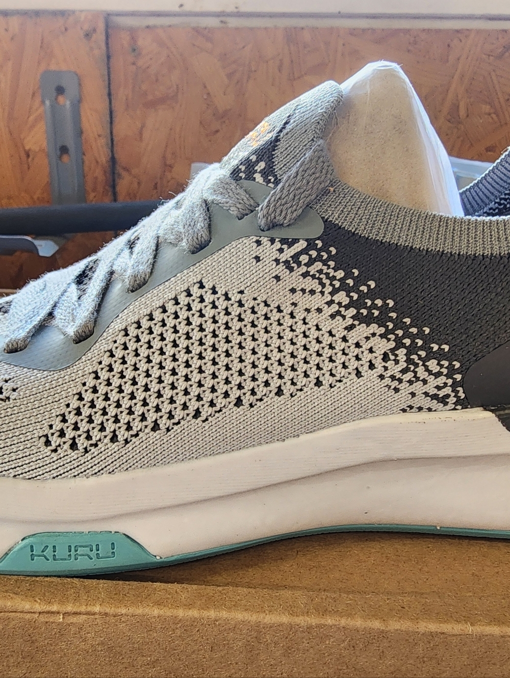 KURU Flux Smoke Gray / Orange Nova Knit Sneaker Athletic Running Support